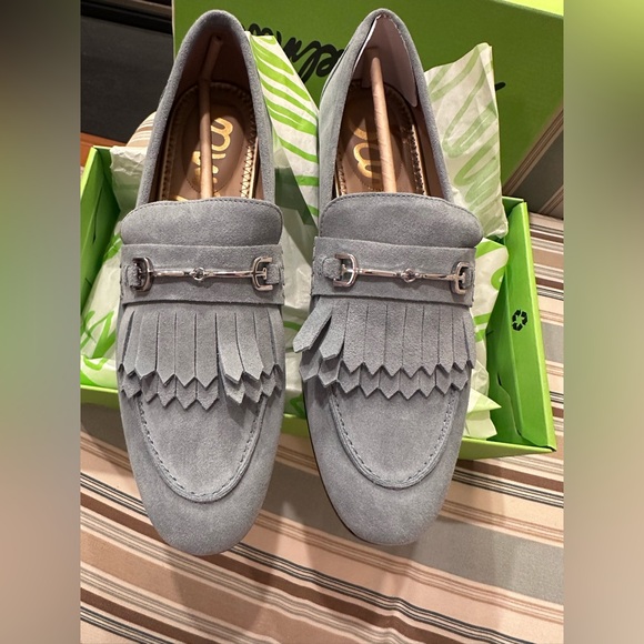 Sam Edelman Lacy Blue Suede Loafers - Picture 2 of 5